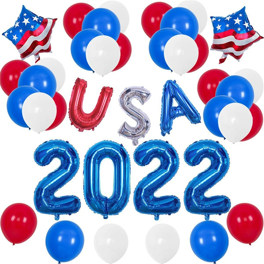 4th of July Party Decorations, Red White Blue 2022 Balloons Set