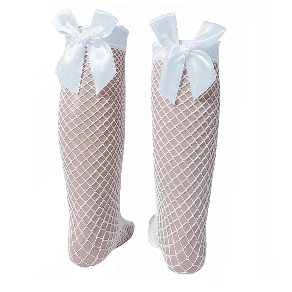 Baby Girls Fishnet Socks, Mesh Knee High Socks Stockings with Bowknot