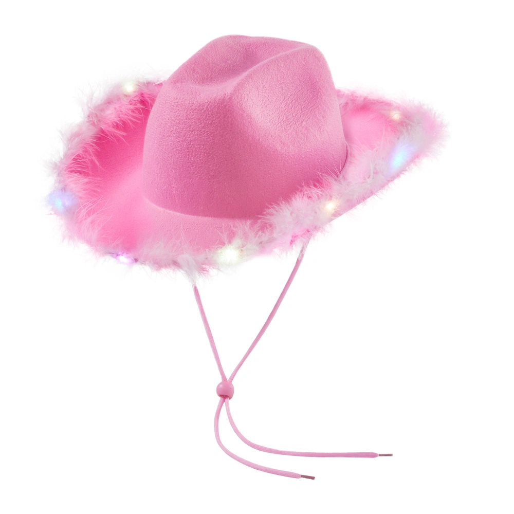 Cowboy Hat with Colorful LED Light, Fun Party Disco Pink Cowgirl Hat