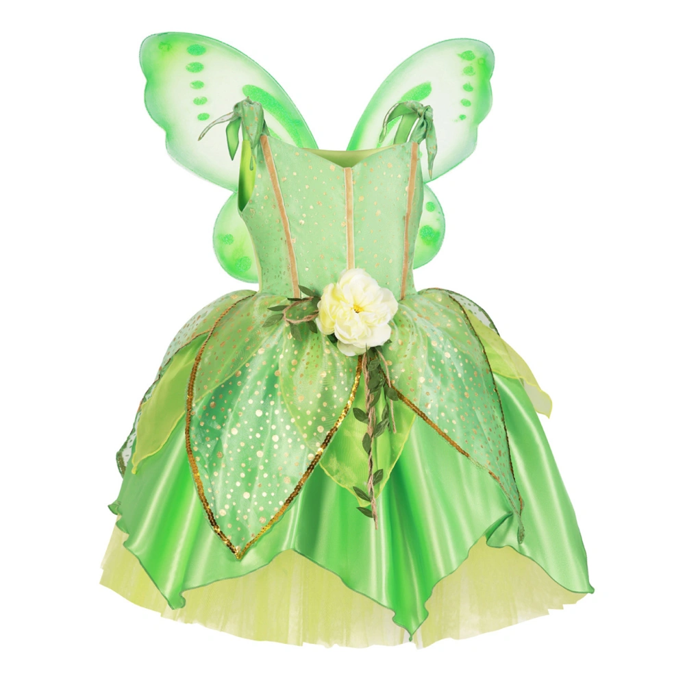 Girls 2PCS Halloween Costumes Sets Cosplay Dress with Butterfly Wing