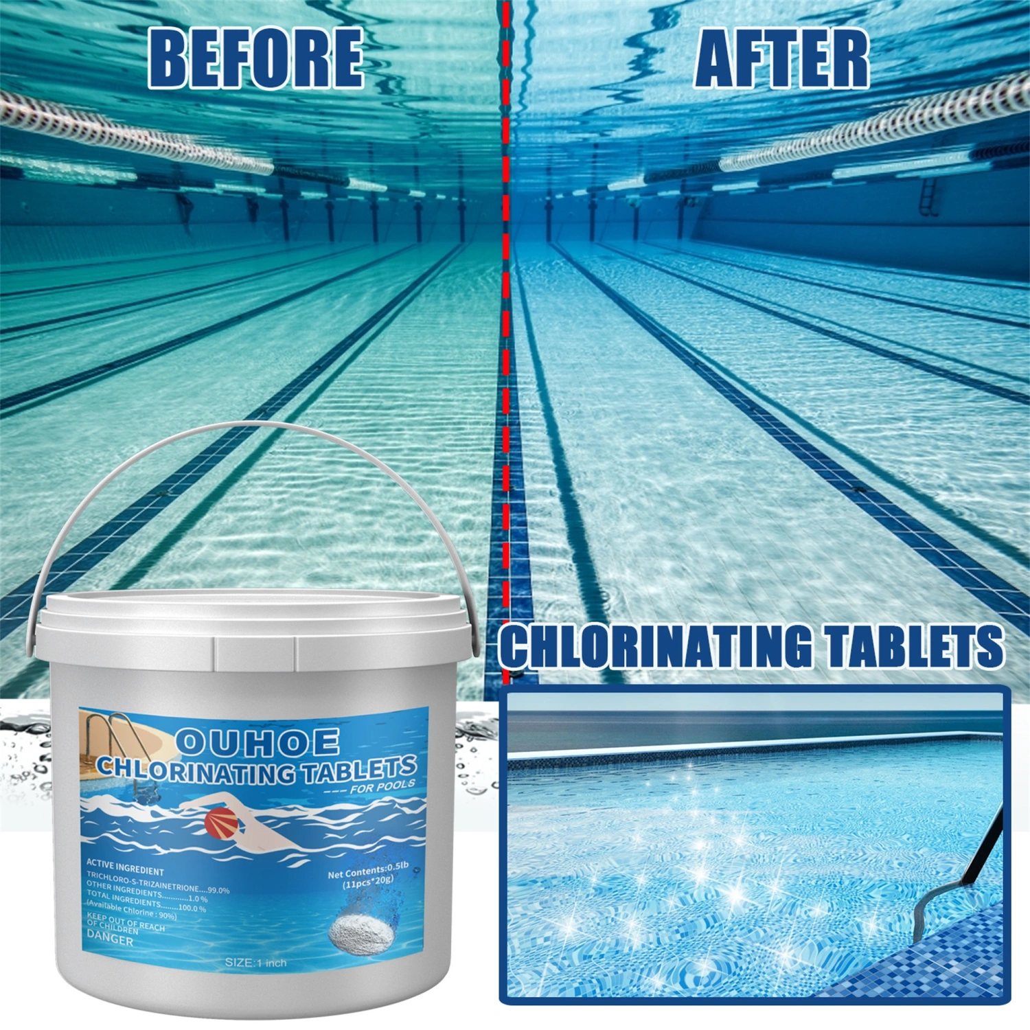 Chlorinating Tablets Long-Lasting Balance Pool Maintenance Tablets