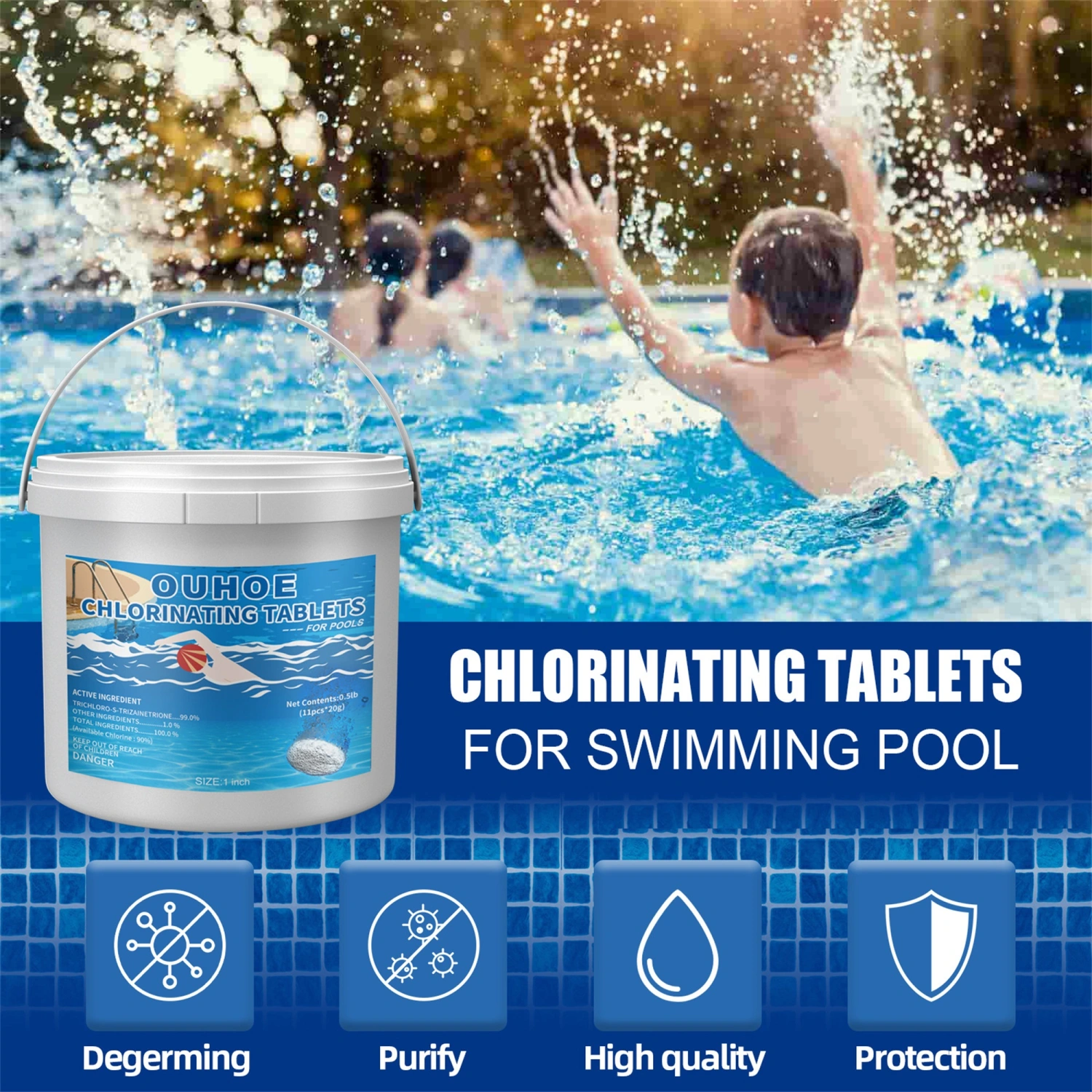 Chlorinating Tablets Long-Lasting Balance Pool Maintenance Tablets
