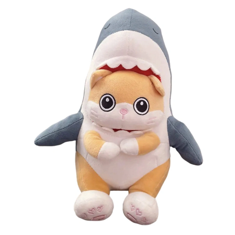 Cartoon Shark Cat Plush Doll, Cute Soft Stuffed Toy Birthday Gift