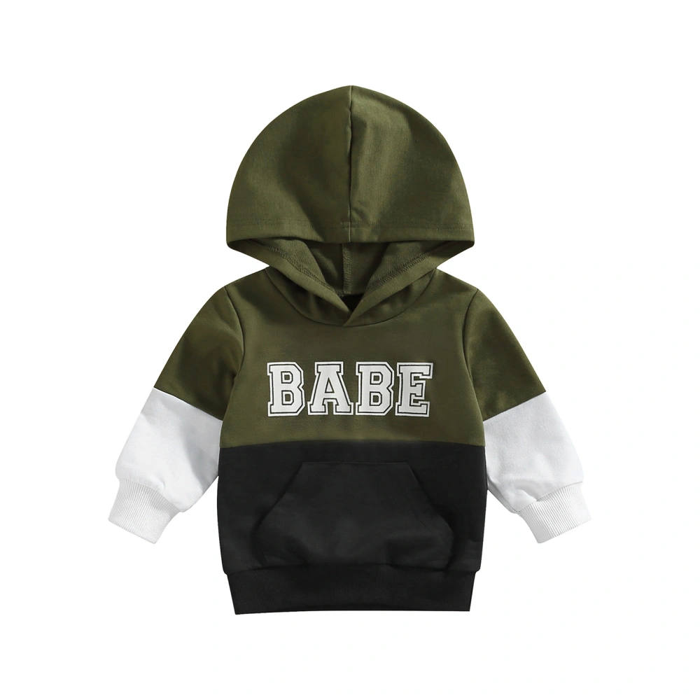 Toddler Boys Girls Long Sleeve Letter Print Patchwork Hooded Tops