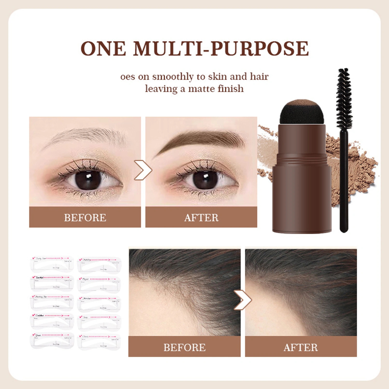 Waterproof Eyebrow Powder Eye Brow Stamping Eyebrow Stamp Stencil Kit