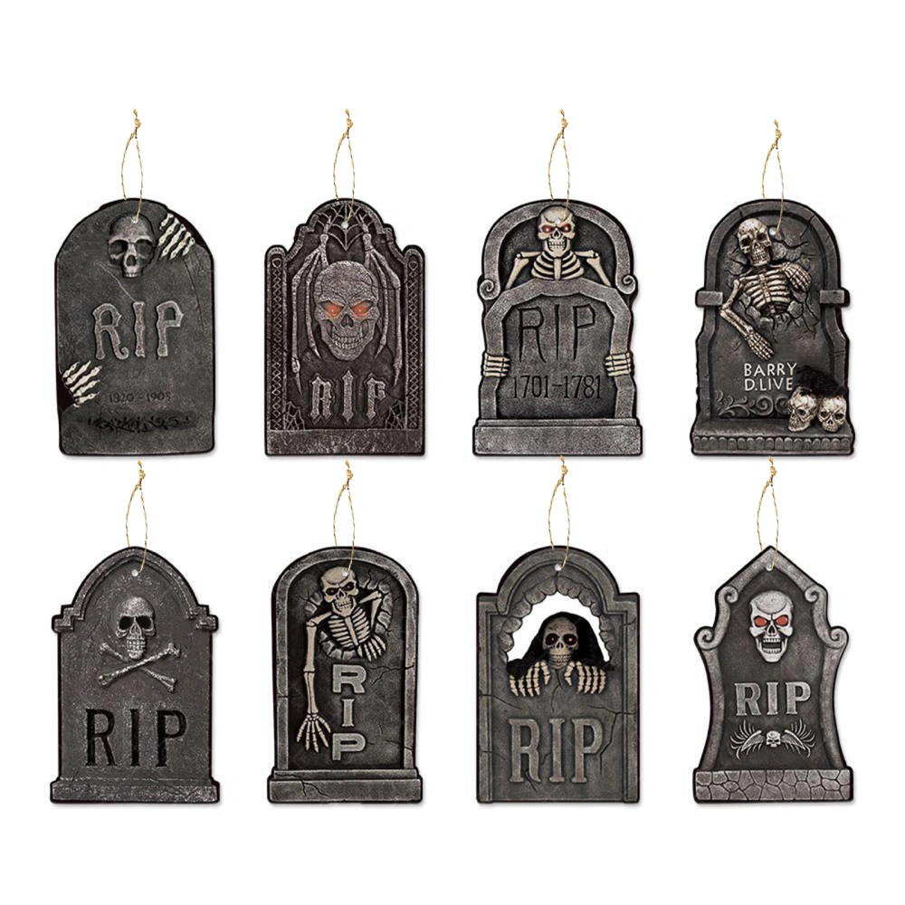 Halloween Tree Ornaments Tombstone Hanging Decorations with Ropes