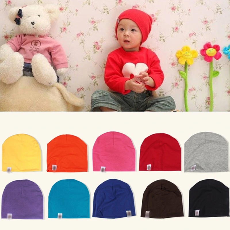 Baby Boy Girl Beanie Hat Unisex Cotton Soft Cap Solid Color Cap