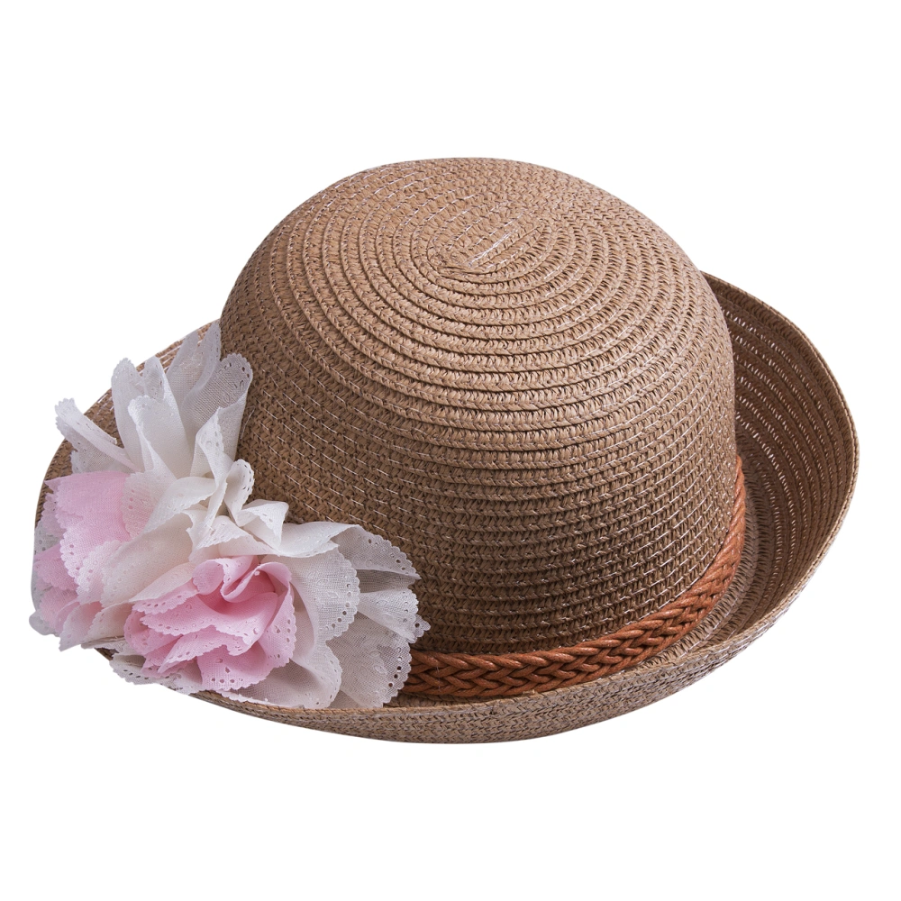 Baby Girl Sun Hat Beautiful Rose Flower Summer Beach Straw Cap