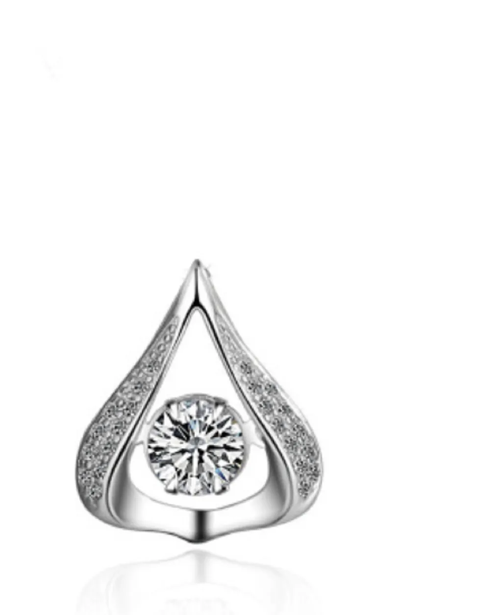 Ladies Pendant Shiny Rhinestone Hollow Heart Water Drop Necklace