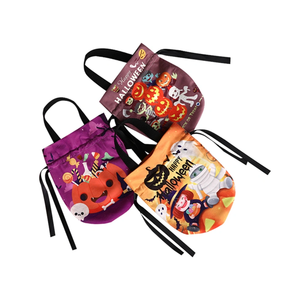 3pcs Halloween Gift Bag, Drawstring Pumpkin Treat Bags Tote Bag