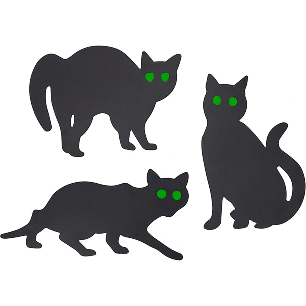 3PCS Halloween Yard Signs, Fluorescent Eyes Scary Cat Stakes Decor