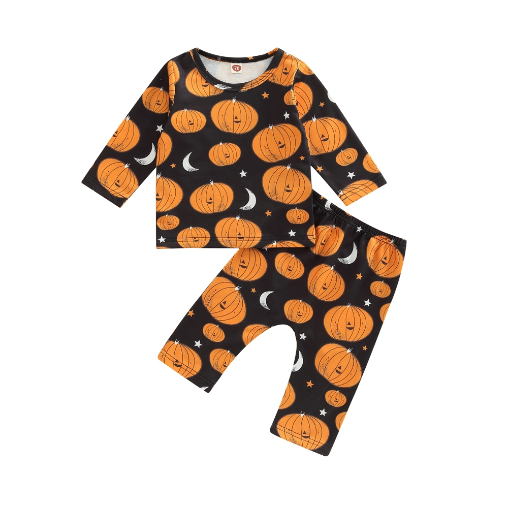 Infant Baby Suit, Long Sleeve Pumpkin Tops+Printed Long Pants