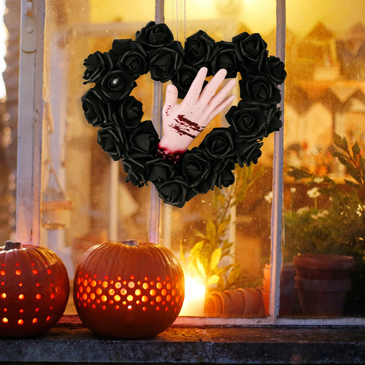 Halloween Spooky Style Wreath, Heart Shaped Decorative Garlands