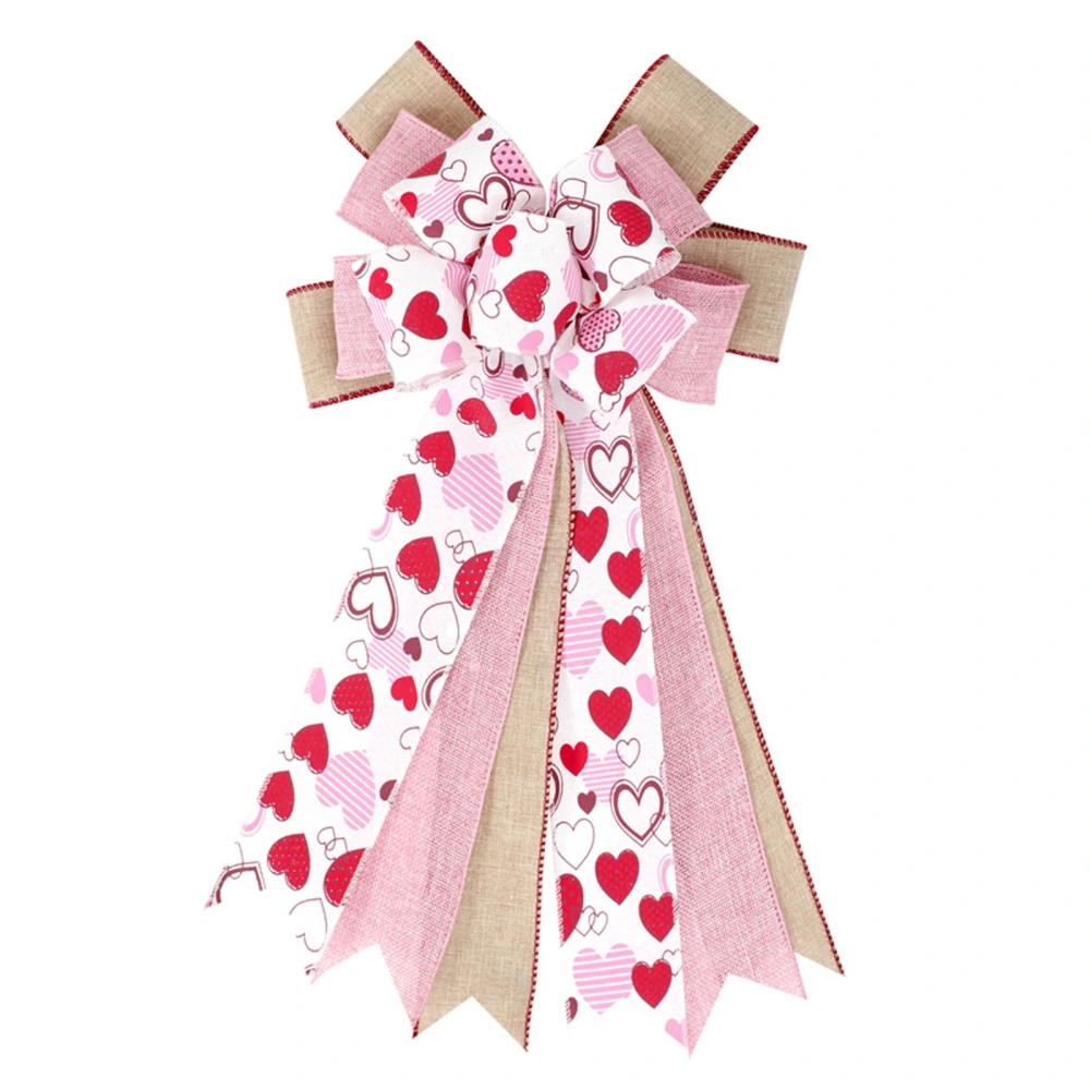 Valentine's Ribbon Bow-Knot Decor, Heart Print Romantic Love Bow-Knot 