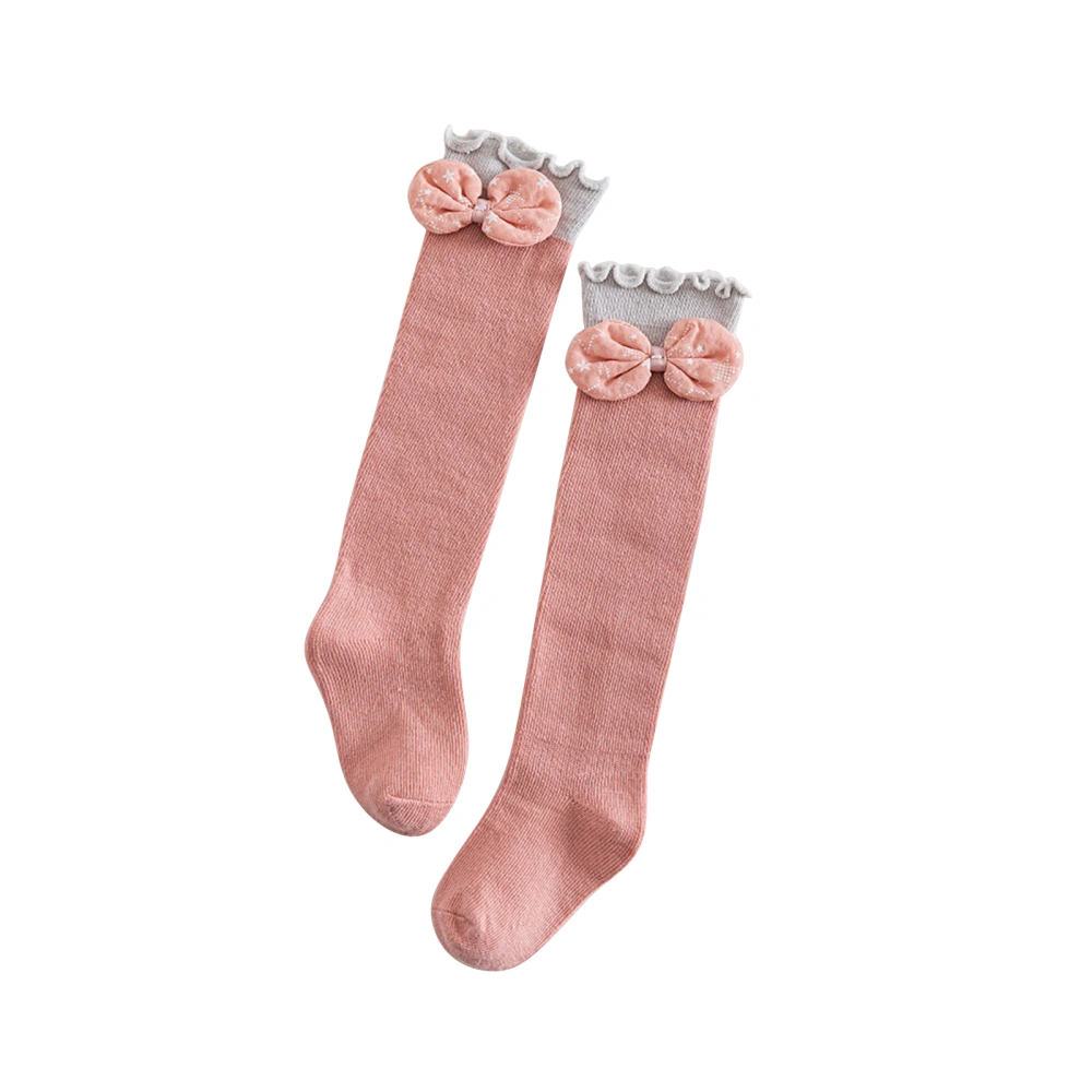 Little Girls Knee Socks, Bow Decoration Stringy Selvedge Stockings