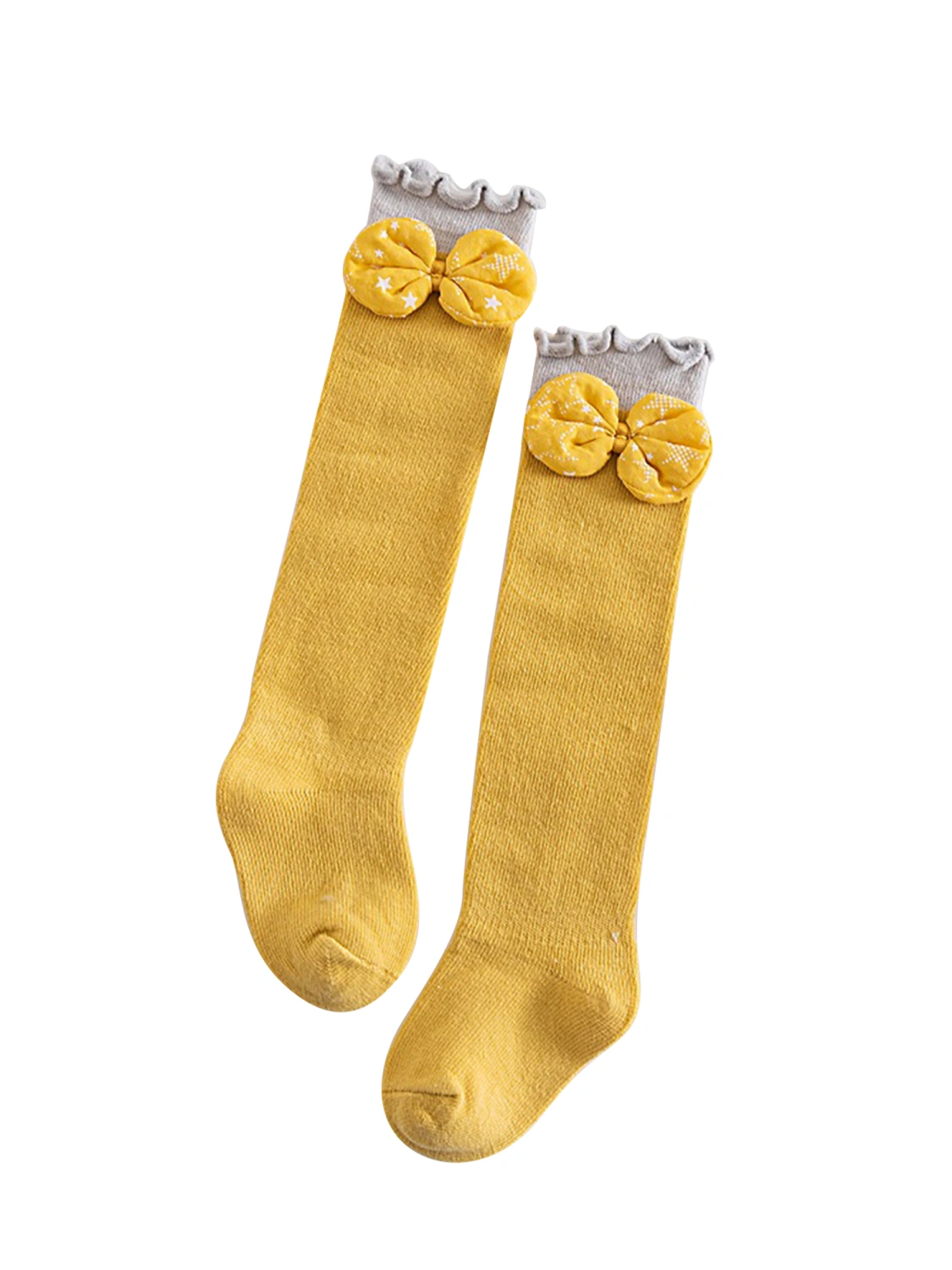Little Girls Knee Socks, Bow Decoration Stringy Selvedge Stockings