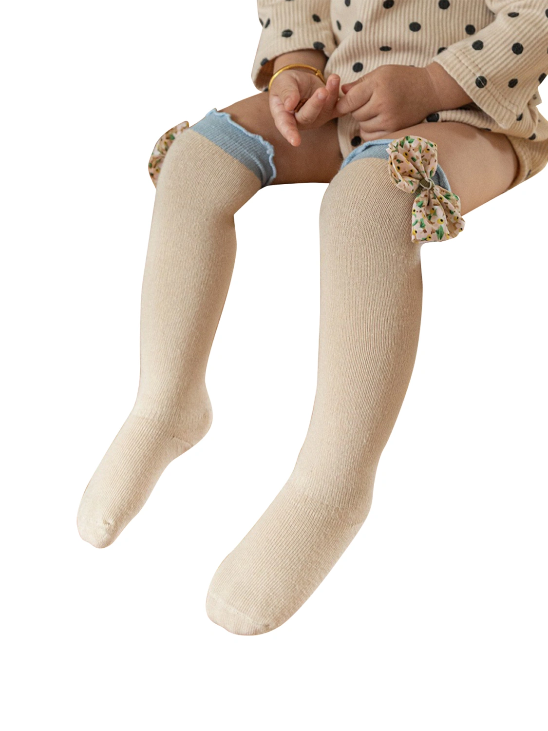 Little Girls Knee Socks, Bow Decoration Stringy Selvedge Stockings