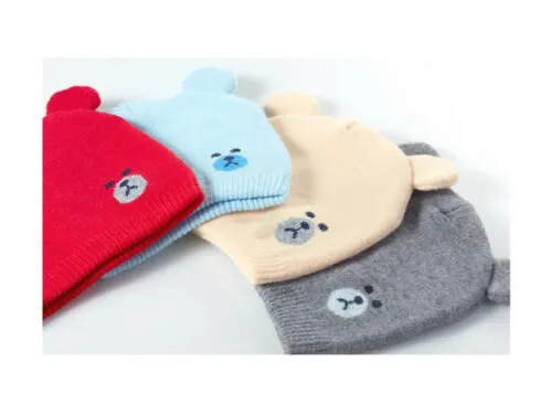 Baby Hat & Scarf Suit, Knitted Ears Bear Beanie Hat, Claw Round Scarf