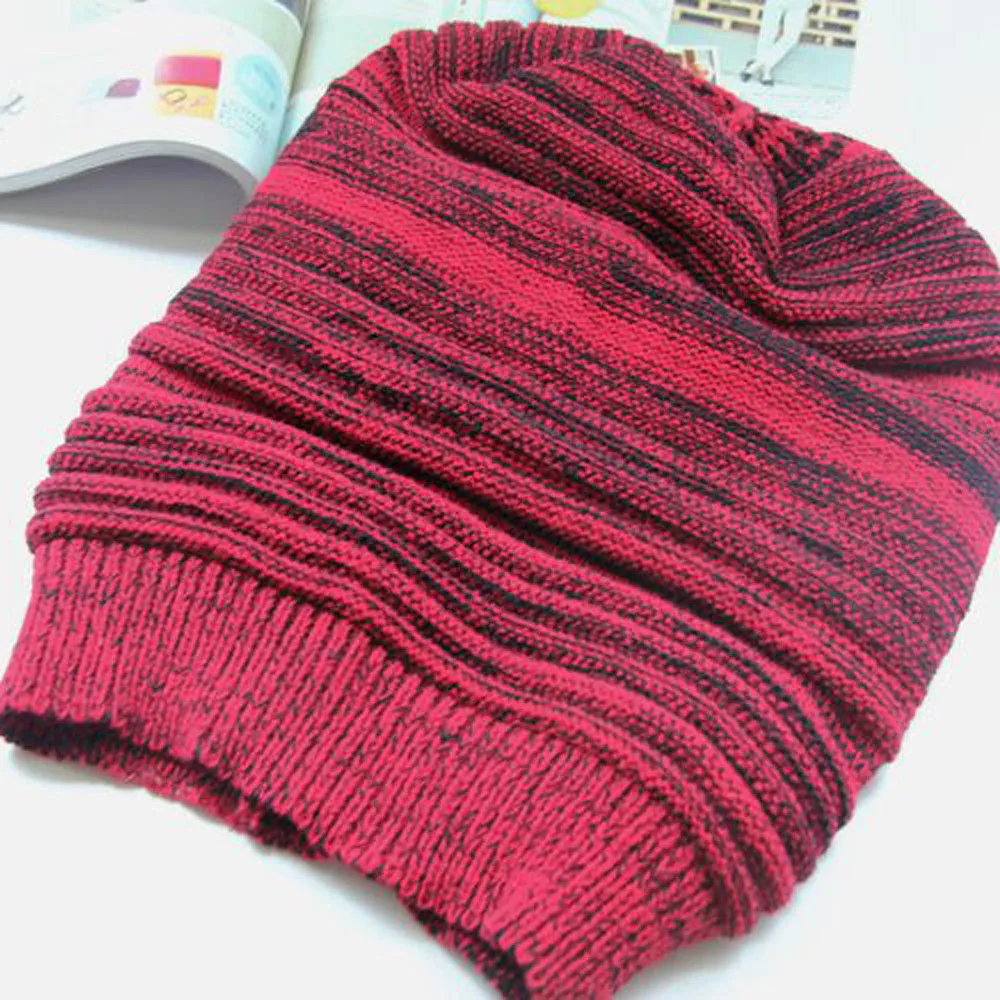 Winter Women Men Knit Ski Crochet Slouch Hat Ski Rib Knit Beanie Hat