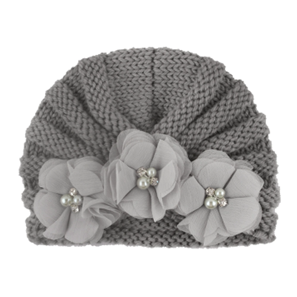 Baby Girl’s Autumn and Winter Warm Sweet Flower Dome Knitted Hat