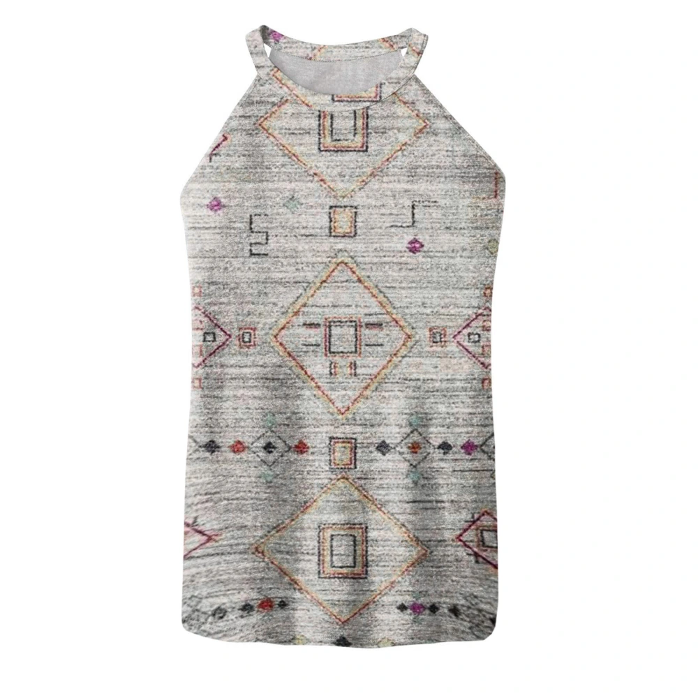 Women's Vintage Halterneck Vest Unique Geometric Pattern Tops