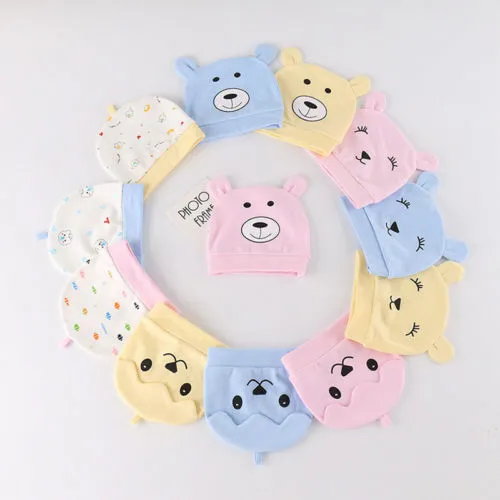 Newborn Baby Hat 3 Patterns Cute Cartoon Caps Cotton Santa Hat Beanie Cap