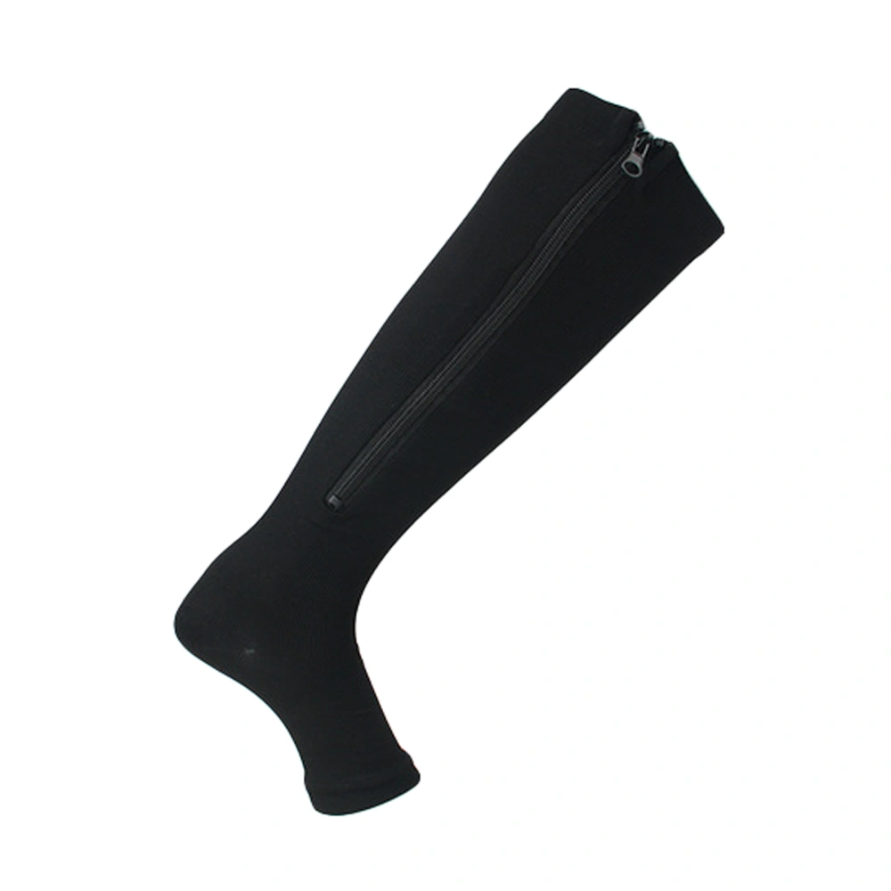 Zipper Compression Socks, Open-Toe Knee-High Leg Support Socks