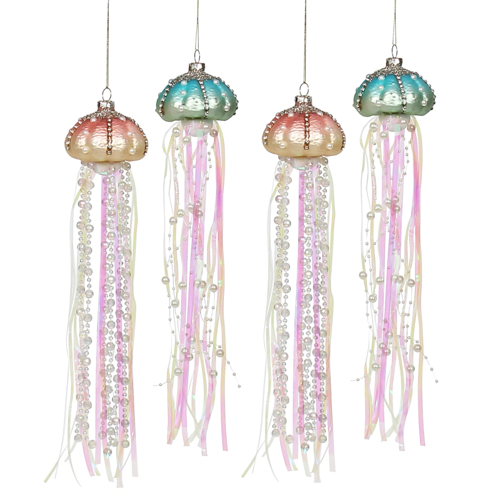 Christmas Hanging Pendant Rhinestone Fake Pearl Jellyfish Tassel Decor