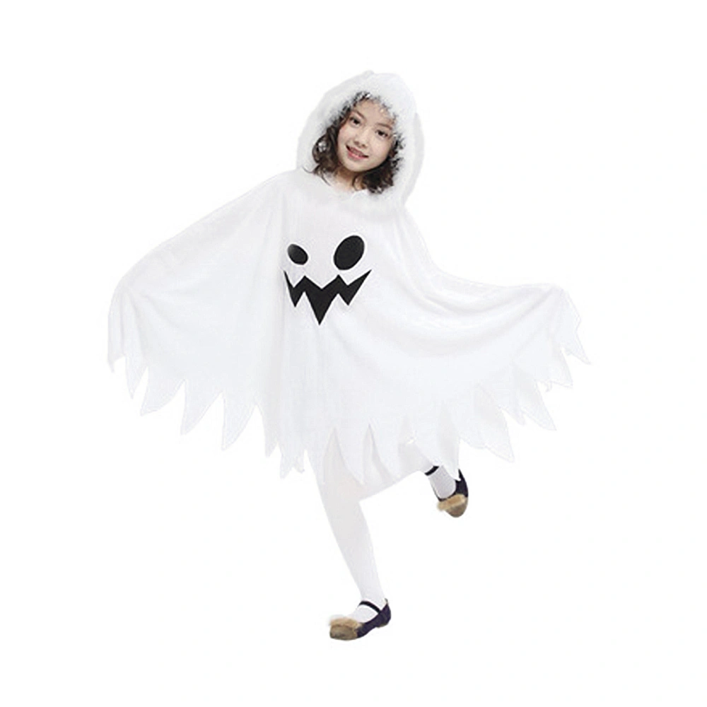 Children’s Halloween Hooded Shawls Funny Ghost Printed Tassel Cloak