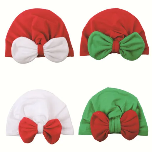 Babies Adorable Hats, Color Block Front Big Bow Stretchy Cap