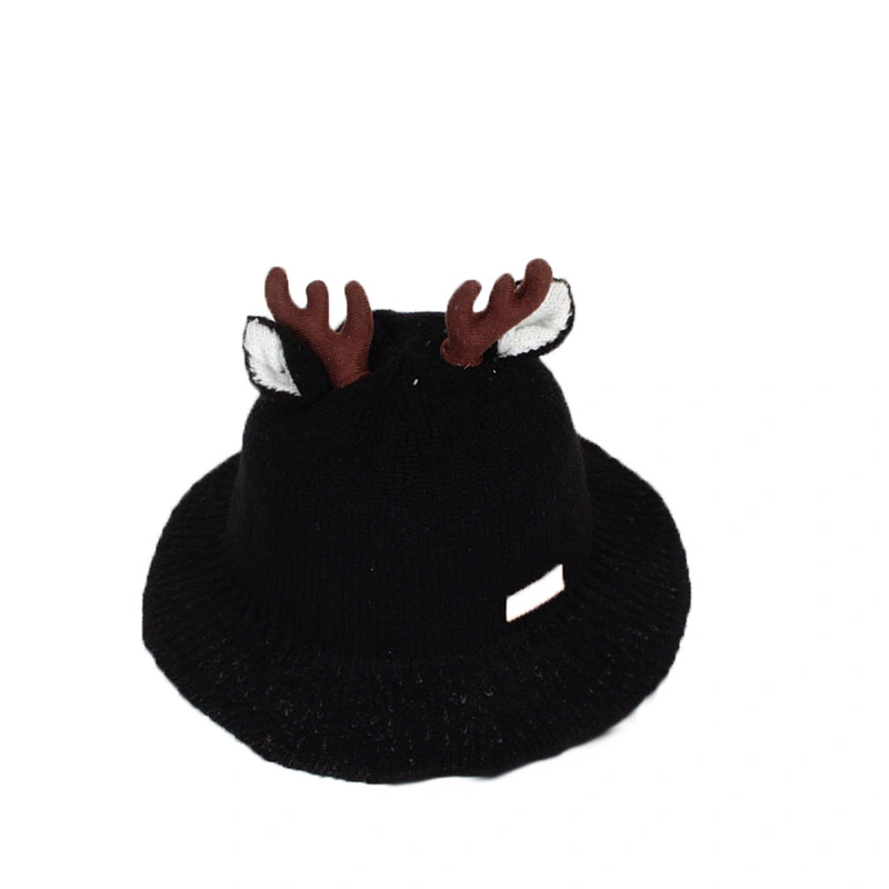 Boys Girls Christmas Bucket Hat Cute Sweet Solid Color Knitted Hat