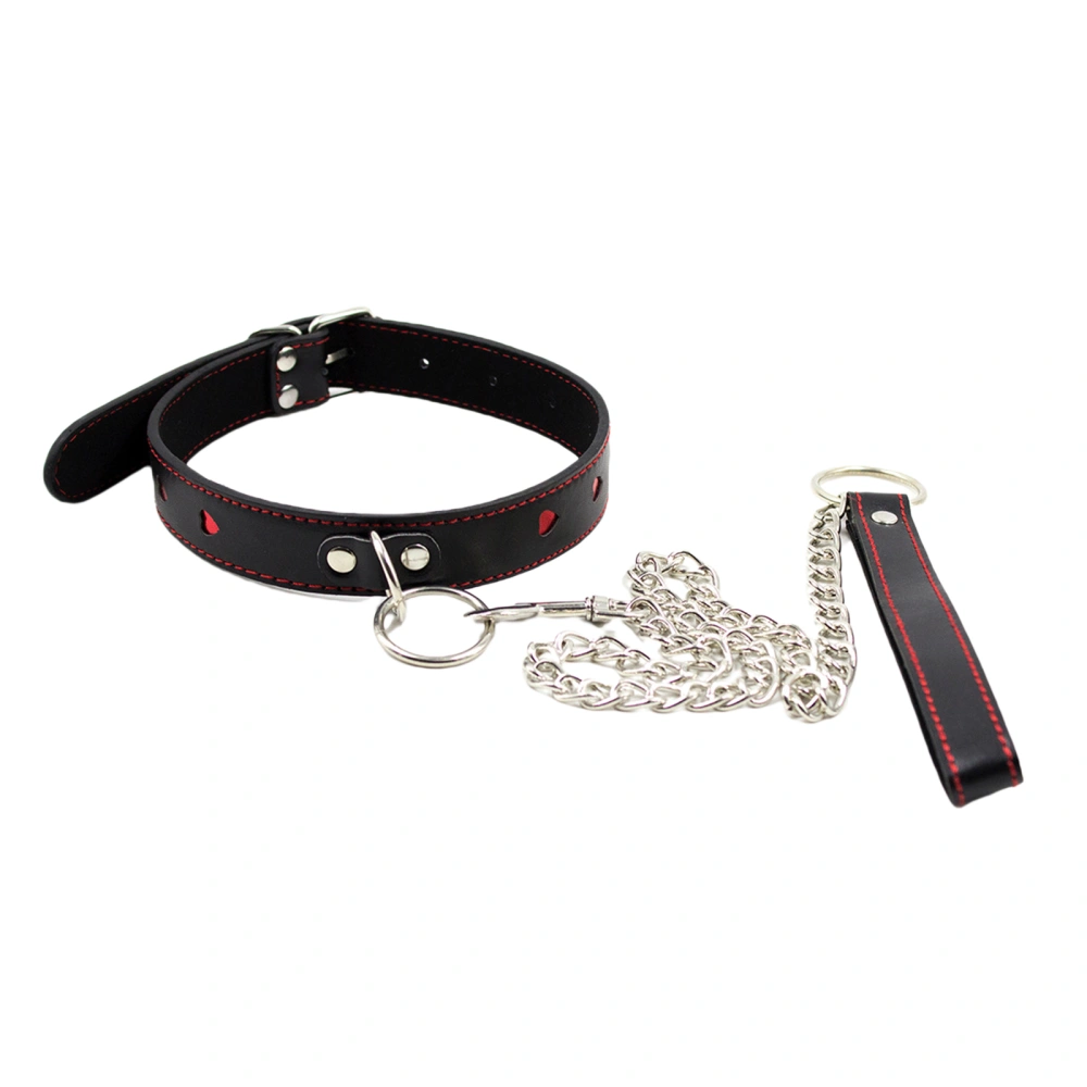 Erotic Collar PU Red Heart Adjustable Role-playing Game (Black)