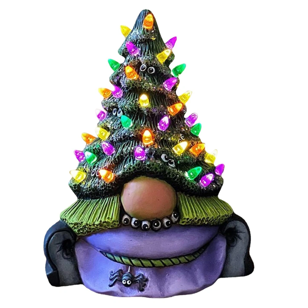 Halloween Figurines Ornament Lighted Gnome Tree Desk Decorations