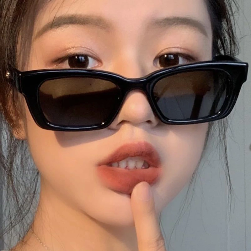Female Dark Glasses, Solid Color Anti-UV Rectangular Sunglasses