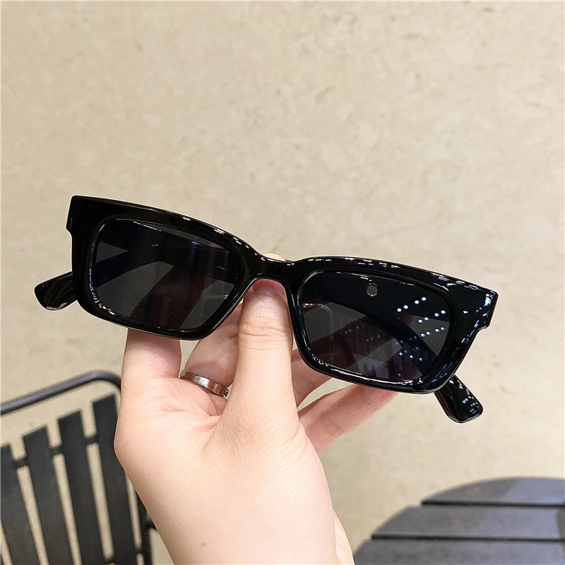 Female Dark Glasses, Solid Color Anti-UV Rectangular Sunglasses