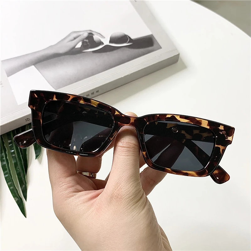 Female Dark Glasses, Solid Color Anti-UV Rectangular Sunglasses