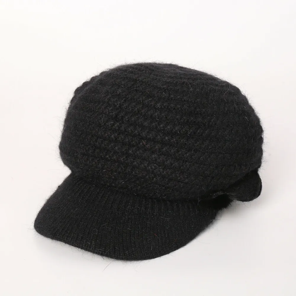 Ladies Beanie Cap Knitted Monochrome Warm Skin-Friendly Cute Beret