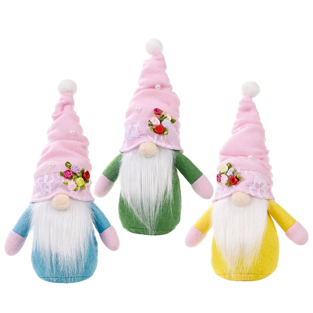 Mother’s Day Gnome Decoration Nisse Tomte Doll with Pearl Flower Hat