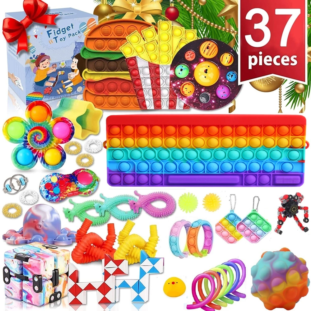 37Pcs Sensory Toys Set, Silicone Stress Relief Finger Training Games