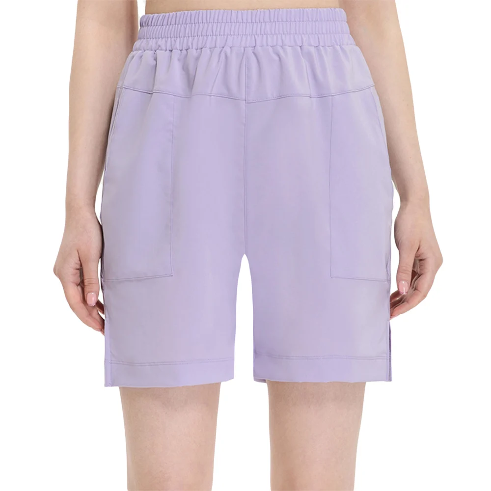 Women’s Fashion Solid Color High Waist Stretch Loose Sport Shorts