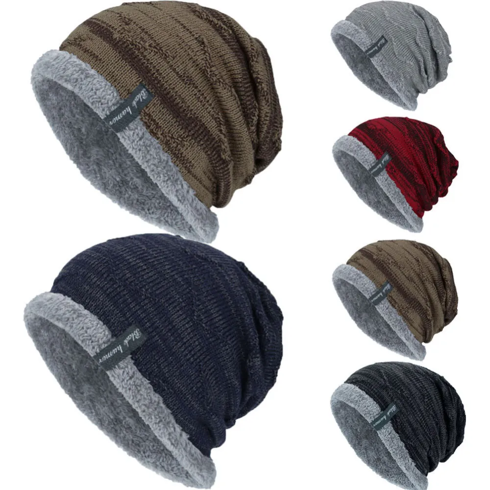 Men's Casual Plus Velvet Cap Ski Outdoor Stylish Knitted Soft Hat