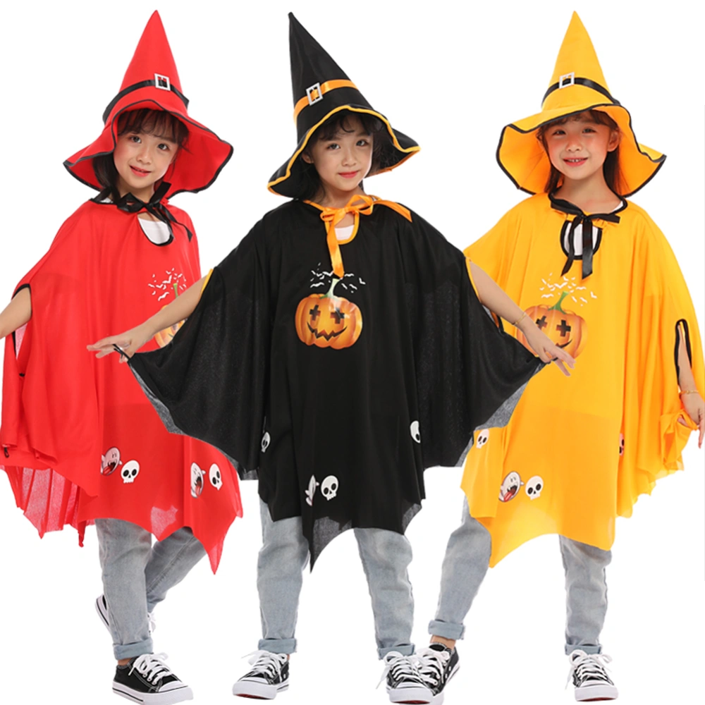 Children's Halloween Witch Cloak Robe + Hat Set Creative Party Costume