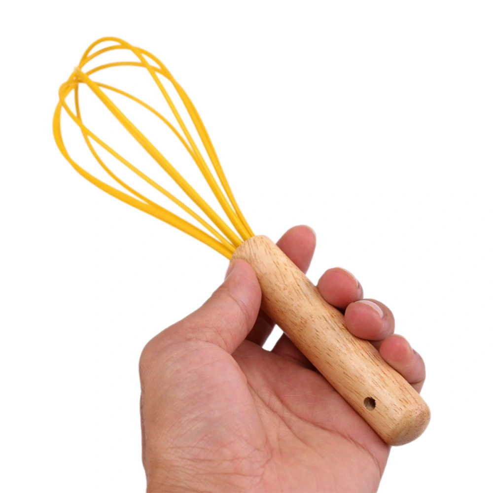 Wooden Handle Whisk Silicone Mixer Balloon Wire Egg Beater