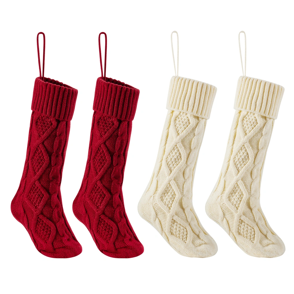 Christmas Gift Socks Multi-purpose Solid Color Knitted Stockings