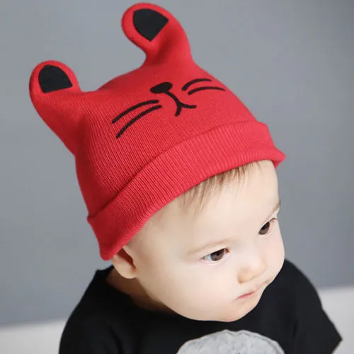 Toddler Kids Knit Beanie Hat Cat Design Winter Warm Hat Bunny Ear Cap