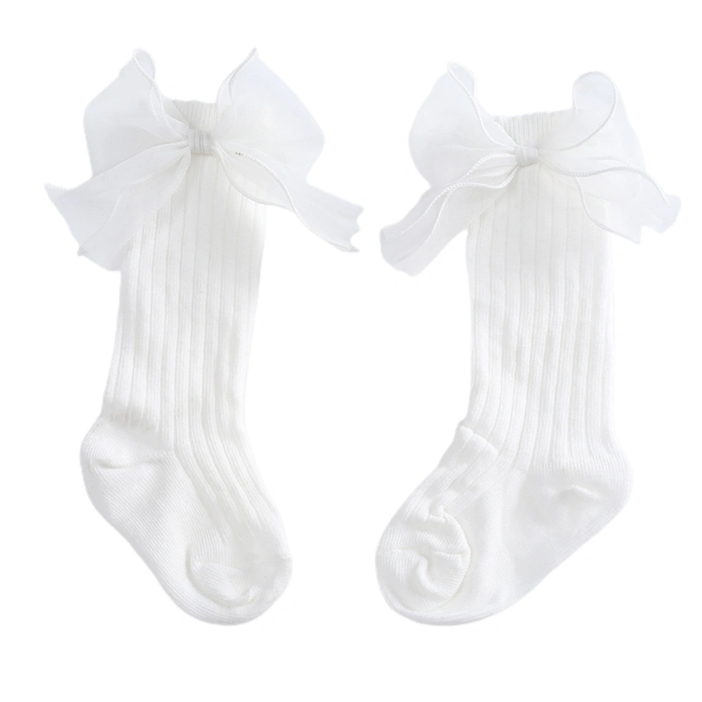 Baby Girls Calf Socks Elastic Bowknot Soft Lightweight Knee-high Socks