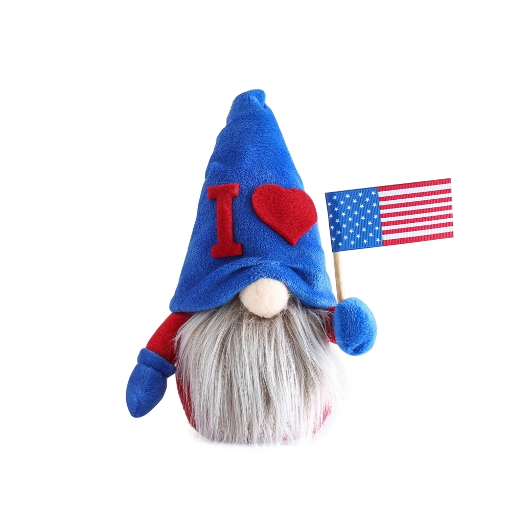 4th of July Gnome Decoration Patriotic Dwarf Dolls with Mini USA Flag