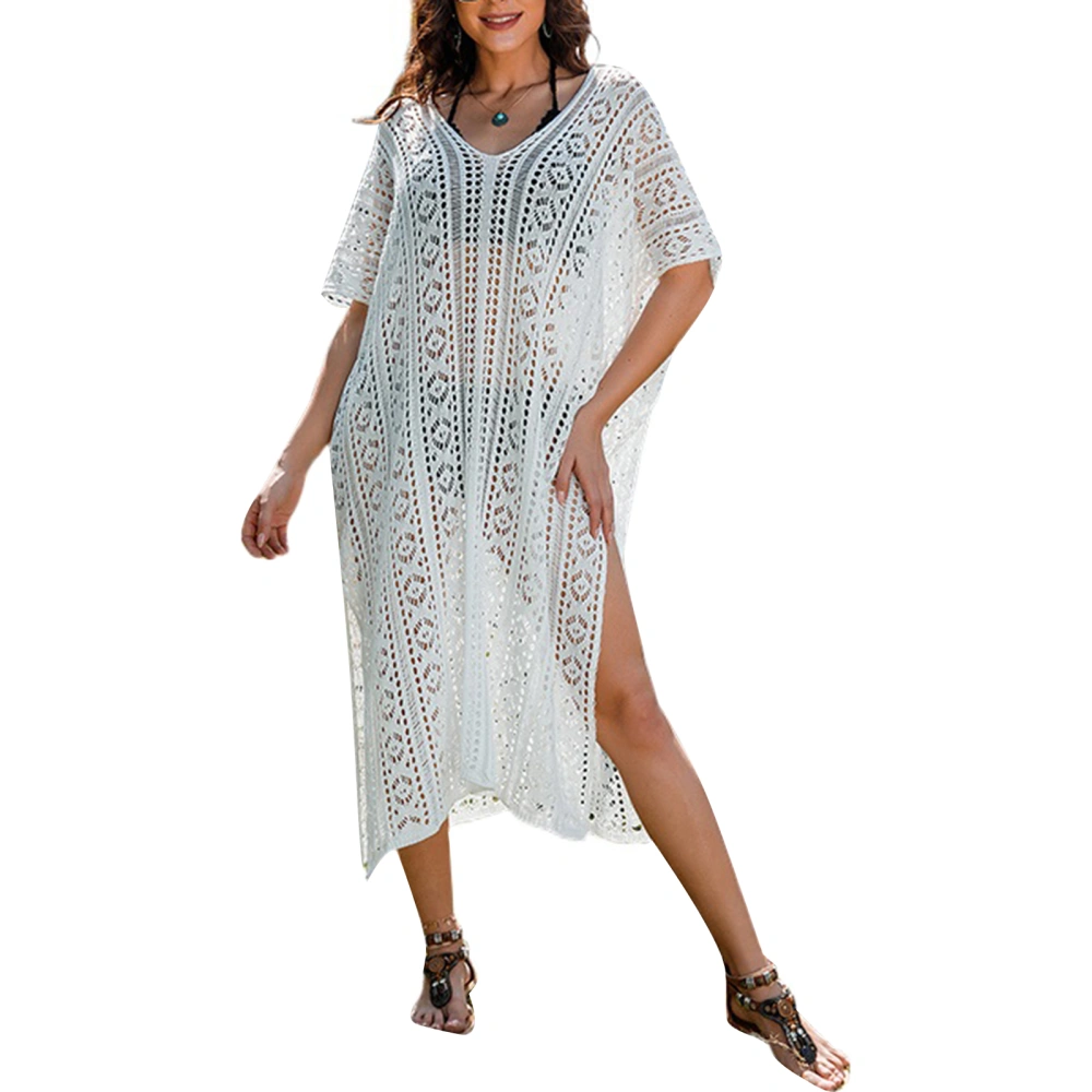 Women's Dress Cover-Up, Short Sleeve Hollow Out Loose Fit Smock