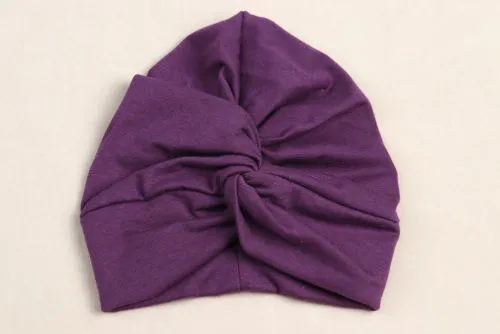 Newborn Baby Hat Solid Color Knotted Soft Cotton Turban for Boy and Girl
