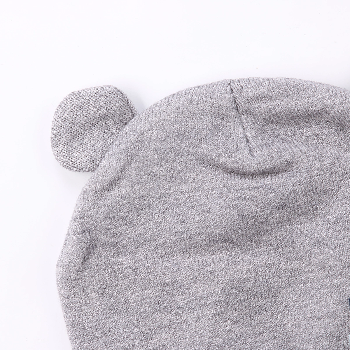 Baby Cute Bear Ears Hats Pure Color Elastic Soft Warm Beanie Knitted Hat